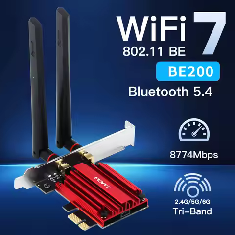 FENVI WiFi 7 BE200 PCIE Wireless WiFi Adapter Tri-Band 2.4G/5G/6GHz BT 5.4 With Extension Cable PCIE