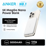 Anker Nano MagGo Power Bank Slim 5000mAh Qi2 15W Portable&Mini with Metal Texture-A1665