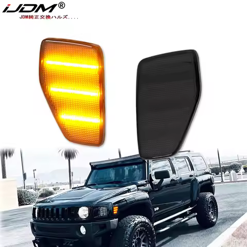 iJDM Car Amber Triple-Row LED Strip Front Fender Side Marker Lights Compatible With for Hummer H3 H3