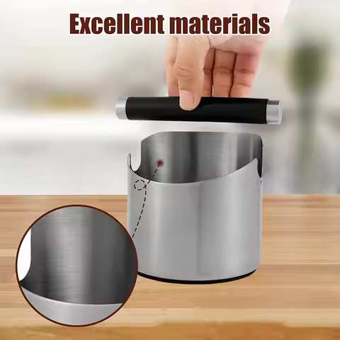 Coffee Knock Box Stainless Steel Espresso Knock Box Nonslip Coffee Ground Knock Box with Knock Bar C