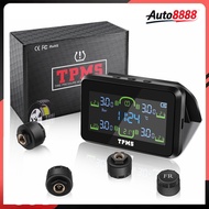 TPMS Tire Pressure Monitoring System with Removable Bracket, Solar/USB Charging, 5-Level Alarm Syste