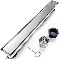 36 Inch Linear Shower Drain Silver Floor Drain for Bathroom Kitchen Rectangular 2 in 1 Floor Drain T