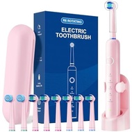Rotating Electric Toothbrush for Adults, 8 Brush Heads (2 Types) & Travel Case, 5 Cleaning Modes Rec