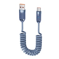 Toocki 6A 100W USB-A To Type-C Cable 1.8m Spring Cable Retractable Fast Charging Cable For IPhone 15
