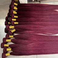 99J Straight Hair Curtain Real Hair Color Hair HumanHairBundles Wig Burgundy Clockwork Long Straight