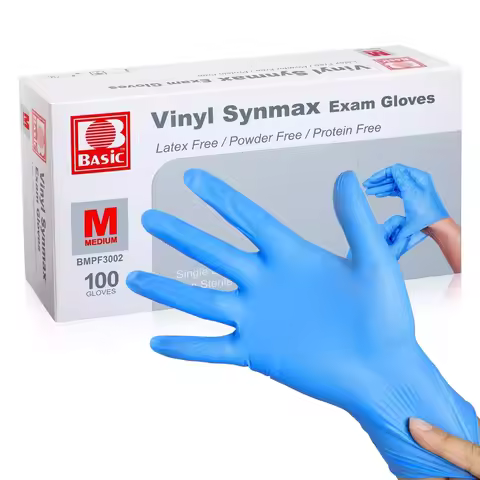 Disposable Vinyl Exam Gloves, 4 Mil-Thick -Latex Free Powder Free, Food Safe, Cleaning Gloves-Blue, 