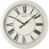[Powermatic] Seiko QXA815 QXA815W Decorator White Leather Texture Design Quiet Sweep Silent Movement Wall Clock