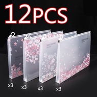 4/12pcs A4 Cute Sakura Folder File Pouch Stationery Storage Zipper File Bag for School Office Suppli