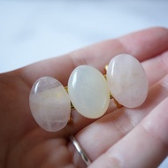 薔薇石英與貝殼紋樹脂三連腰帶扣