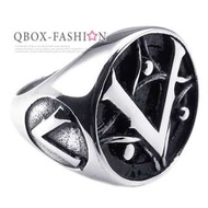 《 QBOX 》FASHION 飾品【R10025240】精緻個性光明會共濟會勝利標誌鑄造鈦鋼戒指/戒環