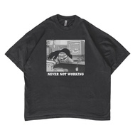Vintage 90s Never Not Working Oversized Anime T-shirt