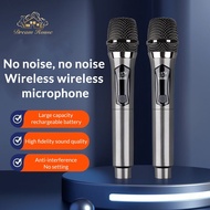 Wireless Microphone Dual Handheld Dynamic Karaoke Microphone with Rechargeable Receiver for Wedding 