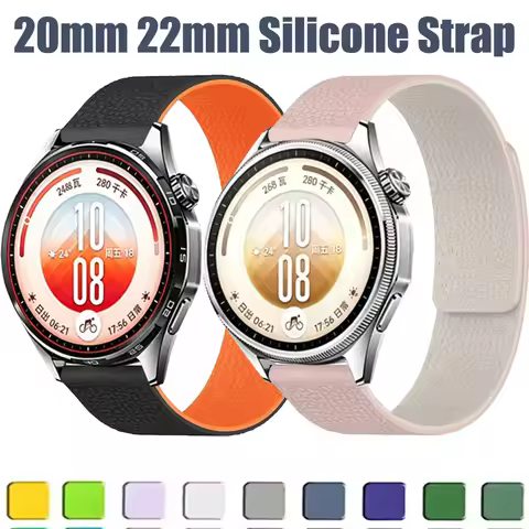 20mm 22mm Magnetic Silicone Strap for Huawei Watch GT7 Pro/GT7/GT6-5-4 46mm Litchi Bracelet Wristban