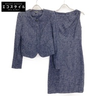 Brooks Brothers 藍色粗花呢格紋無袖連身裙和外套套裝 (2)