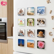 20 Pack DIY Fridge Magnet Set with Adhesive Backing Clear Acrylic Square Magnetic Photo Frame for Ki