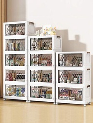 衣櫃收納盒 38 誇脫可折疊儲物箱,可從各個方向取出,透明可折疊收納盒,家用多功能防塵書籍收納盒