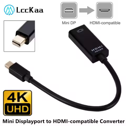 LccKaa Mini DP to HDMI-compatible Converter Cable 1080P 4K Thunderbolt 2 Mini DisplayPort to HDMI Ad