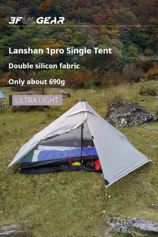3F UL GEAR Lanshan 1 Pro Tent 20D Professional 3/4 Season Camping Tent 1-person Ultralight Rodless f