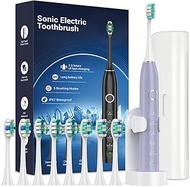 Rtauys Sonic Electric Toothbrush for Adults with 8 Brush Heads, IPX7 Electric Toothbrush with Travel