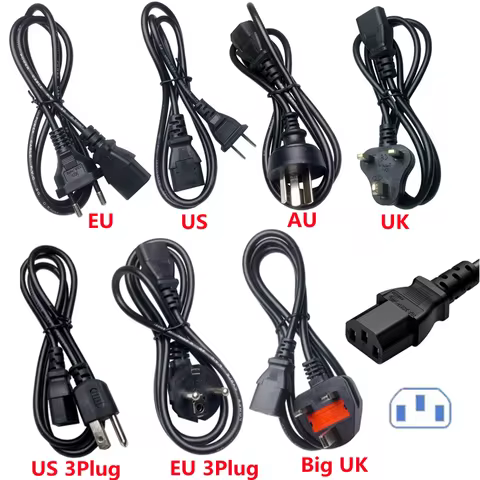 EU US Plug AC Extension Cable IEC C13 Power Adapter 1.2m Electric C5 UK AU Power Supply Cable For De
