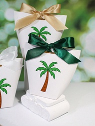 10/20pcs Saudi National Day Gift Box With Palm Tree Print - Decorative Paper Treat Box With Satin Ri