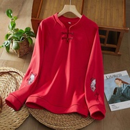 Lieoyuarn | Chinese Knot Embroidery Womens Sweater Warm Autumn Winter Long Sleeve