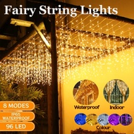 8 Modes Fairy Curtain String Light 4M 96LED Waterproof Curtain Light Outdoor Eaves Garden Decor Lamp