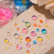 Mixed Nail Art Mermaid Beads Iridescent Aurora Bubble Beads Candy Color Half Round Beads Macaron Na