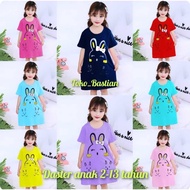 Girls' house dress aged 2-13 years with bunny emo motif