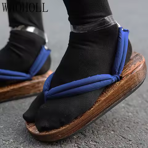 WHOHOLL Geta Demon Slayer Kimetsu No Yaiba Tanjirou Cosplay Shoes Japanese Geta Cos Clogs Female Fla