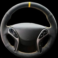 DIY Artificial leather Suede Carbon Fiber Customized Hand-stitched Car Steering Wheel Cover For Hyun