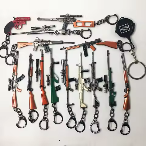 Game PUBG Keychain Playerunknown Battlefield Cosplay Props Key Chain llaveros 98K AWM Mini Pendant F