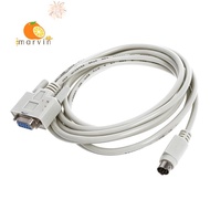 DB9P to 8P Mini Din RS232 Download Cable White 8.2 Ft for PLC -EH