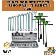 COMPLETE PACKAGE Kenmaster Socket Wrench 27 Pcs + T Socket Wrench 4 pcs set (8, 10, 12, 14 mm) kunci
