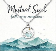 Mustard Seed Mountain Necklace for Women, Faith-Inspired Pendant with Message Card, Christian Symbol