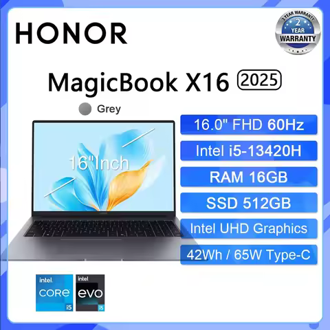 HONOR MagicBook X16 2025 Laptop Intel Core i5-13420H i7-13620H RAM 16GB SSD 512GB 1TB 16"Inch FHD No