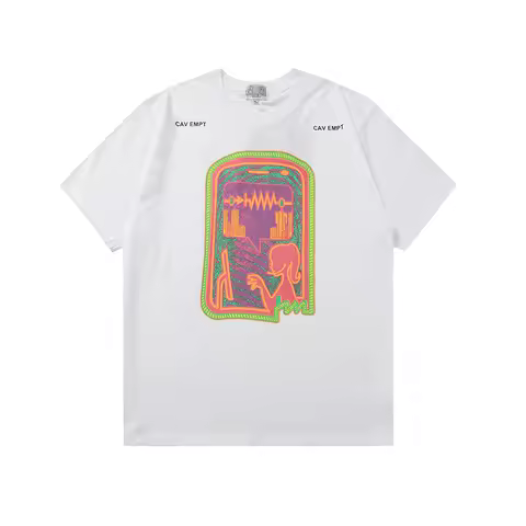 C.E T Shirt Short Sleeve Men Women Summer Classic White Cartoon Pattern Print CAV EMPT 100%cotton T-