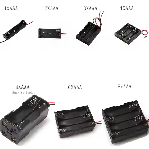 New 1x 2x 3x 4x AAA Battery Box Case Holder With Wire Leads Side By Side Battery Box Connecting Sold