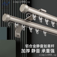 Aluminum Alloy Curtain Track Double Track Mute Sliding Type Roman Rod Single Double Top Single Side Guide Rail Double Side Installation Thickening W9WD