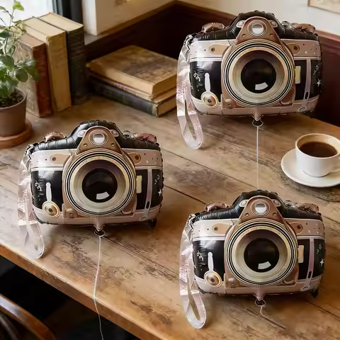 3pcs Camera Aluminum Foil Balloons Outdoor Party Celebration Wall Party Entrance Decoration Festival