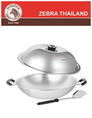 Thailand Zebra Stainless Steel 42cm 5-Ply Chinese Wok With Lid & Turner