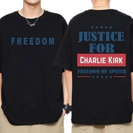 Justice for Charlie Kirk Freedom of Speech T-Shirt Untuk lelaki dan wanita, fesyen vintaj, t-shirt b