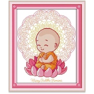 Cross Stitch Kit Monk Buddha Design 14CT/11CT Counted/Stamped Unprinted/Printed Fabric Cloth, Cross Stitch Complete Set with Pattern