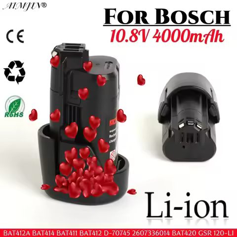 10.8v 4000mAh Li-ion Power Tools Battery for Bosch BAT411 BAT412A BAT413A D-70745 GOP 10.8 V,PS20-2,
