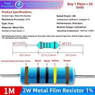 2W Metal Film Resistor Element 1% Tolerance 22 Ohm 1K 10K 4.7K 100K 200K 1M 2 Ohm 120 Ohm Passive El
