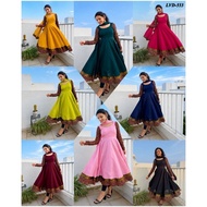 LVD-553~S TO 2XL~Beautiful Chanderi Cotton With Ajrakh Handprint Border Gown Dupatta