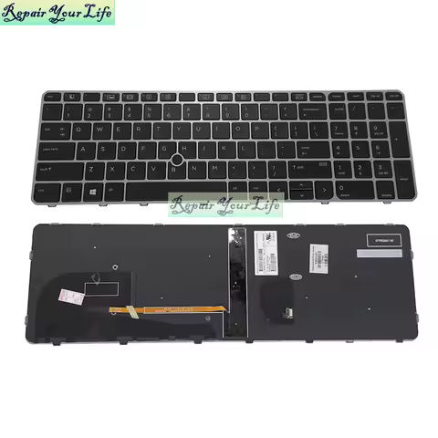 US Backlit Keyboard for hp ZBook 15u g3 15u-g4 English Notebook Keyboards Backlight Pointer 822578-0