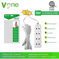 RAINBOWTOWN FLAT EXTENSION CORD extension outlet cord V-ONE 5m Extension cord with Universal Socket