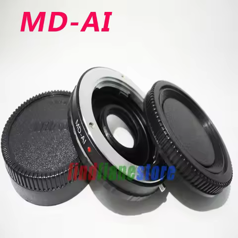 Minolta MD MC Lens to Nikon F AI Mount Adapter With Optical Glass Focus to Infinity + Caps