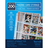 Samsill 200 Pack 9 Pocket Trading Card Sleeves, Holds 1800 Cards,Clear, Fits in Standard 3 Ring Bind